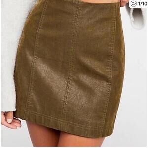 Free People Modern Femme Vegan Leather Skirt Brown Mini Lined OB653588 Size 2